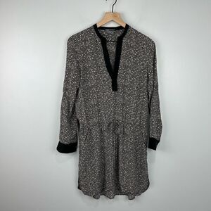 Vince Patterned Drawstring Waist Dress XS